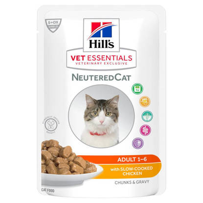 Picture of Hill's Vet Essentials Feline Neutered Adult Pouch Chunks & Gravy - 12 x 85g