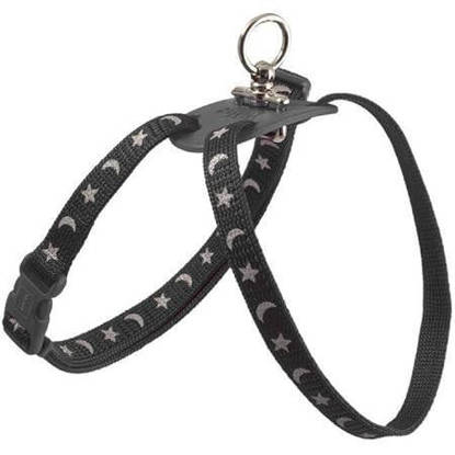 Picture of Ancol Figure of 8 Moon & Stars Cat Harness and Lead -  Black